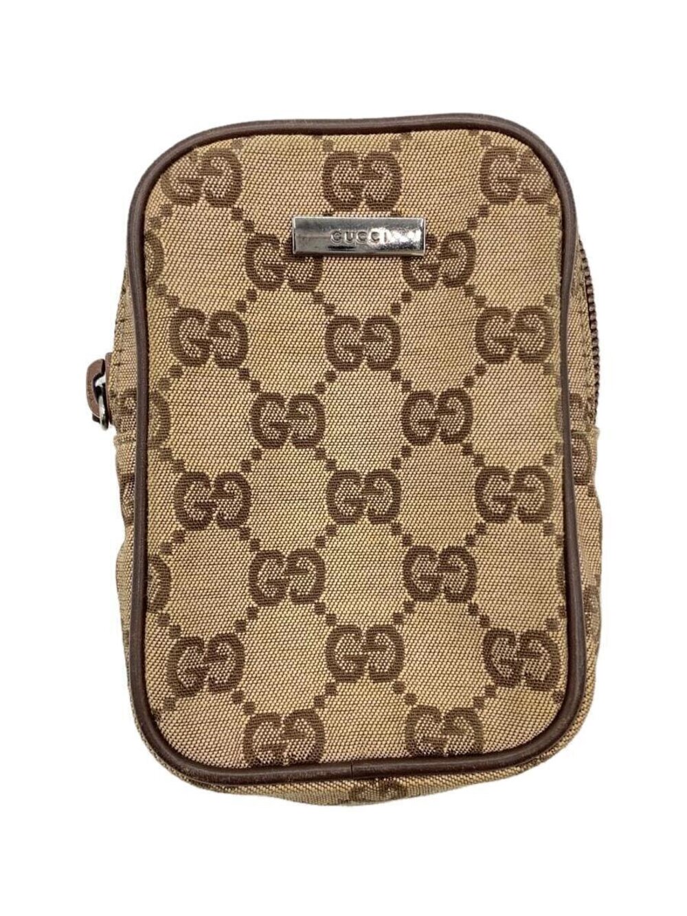 Gucci Cigarette Case Pouch Clutch Canvas Beige Cream
